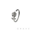 ROSE FLOWER TOP 316L SURGICAL STEEL HOOP NOSE RING